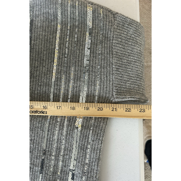 NWT Calvin Klein Sweater Womens Small Gray Sequin Crewneck Long Sleeve - Picture 10 of 11